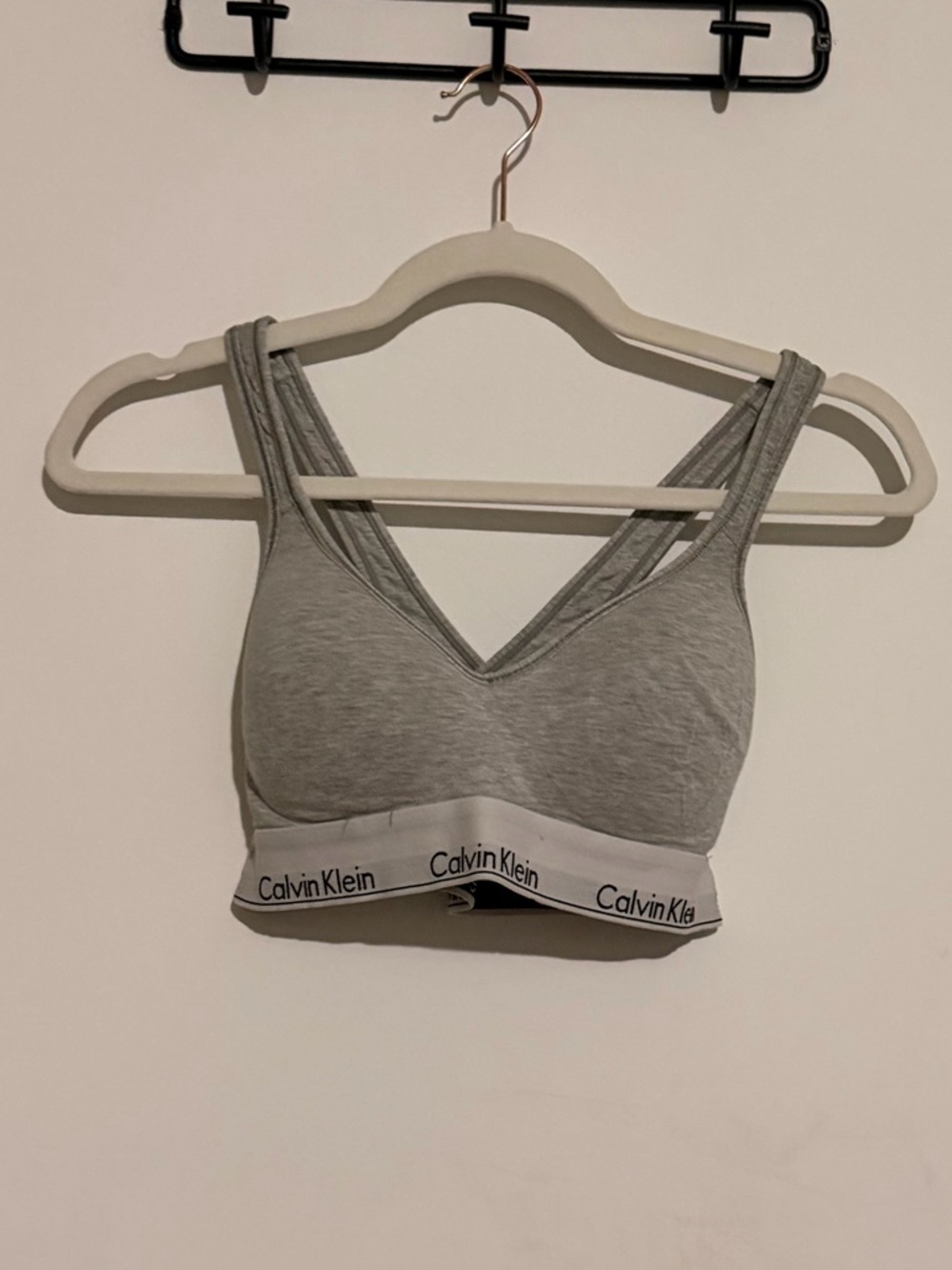 Calvin Klein Light Grey Wireless Bralette with Logo Band
